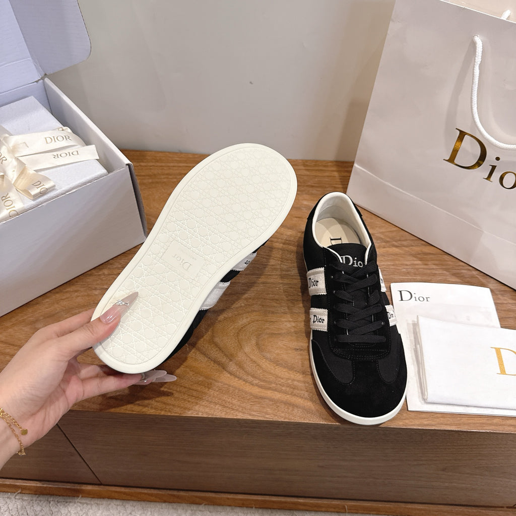 Black Suede Ribbon Sneaker