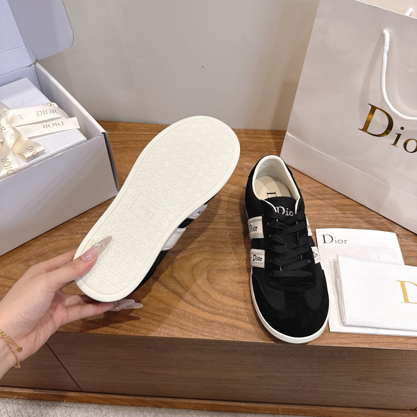 Black Suede Ribbon Sneaker