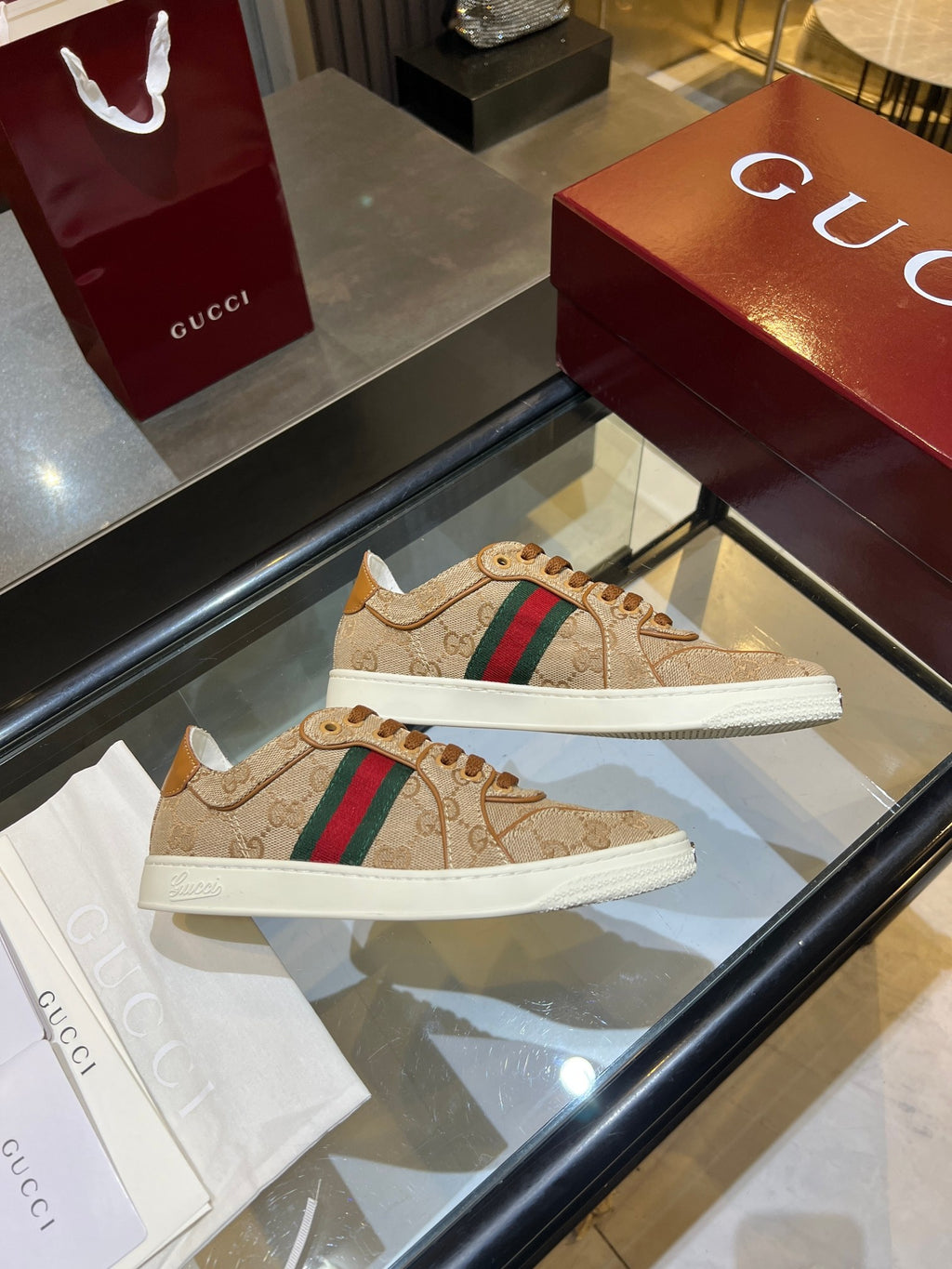 Women's Sand & Dark Brown Stretch Low-Top Sneaker