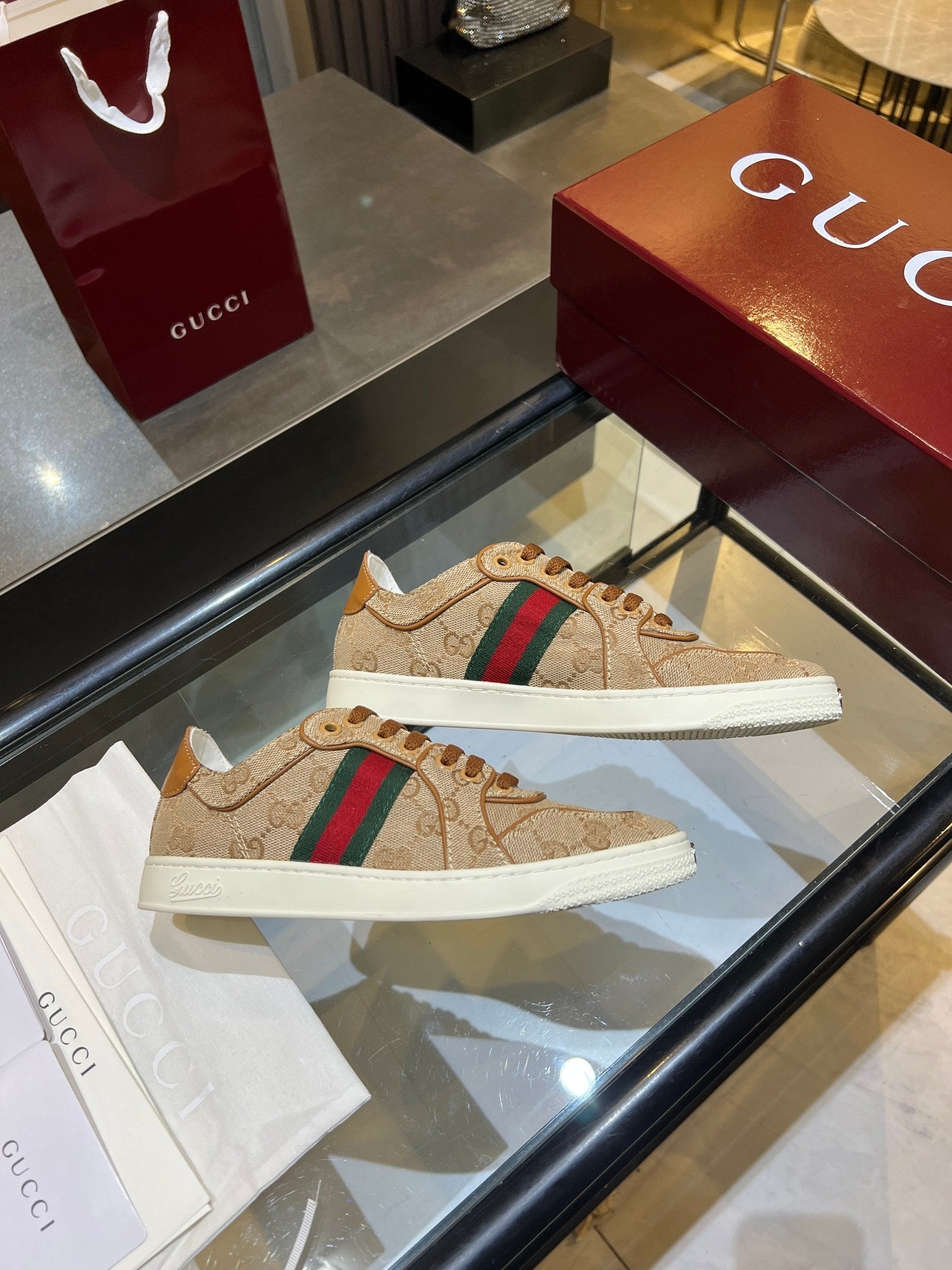 Women's Sand & Dark Brown Stretch Low-Top Sneaker