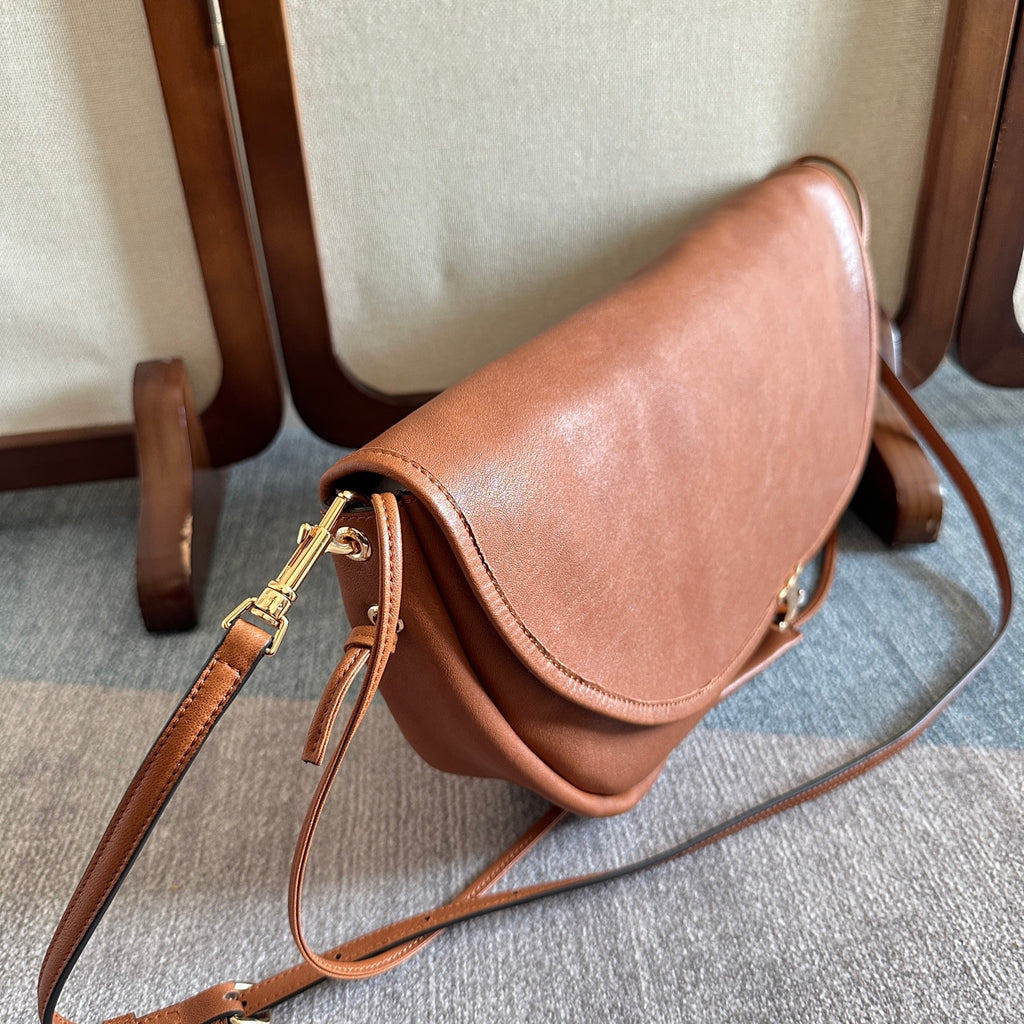 Soft Tan Soft Triomphe Halfmoon In Leather - 6