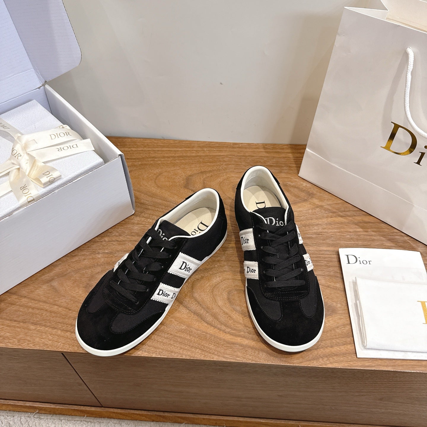 Black Suede Ribbon Sneaker