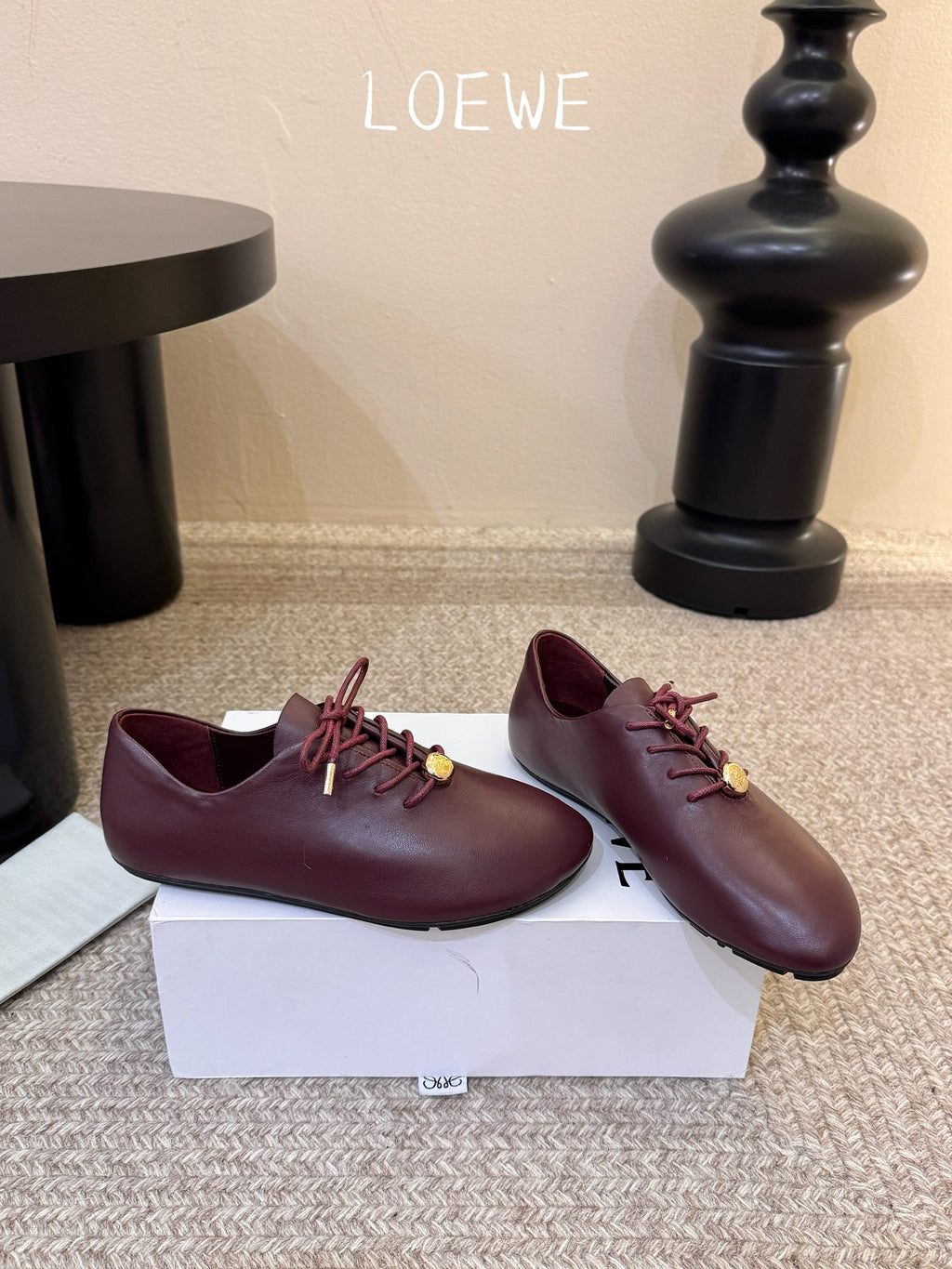Dark Burgundy Pebble Soft Lace-Up In Leather