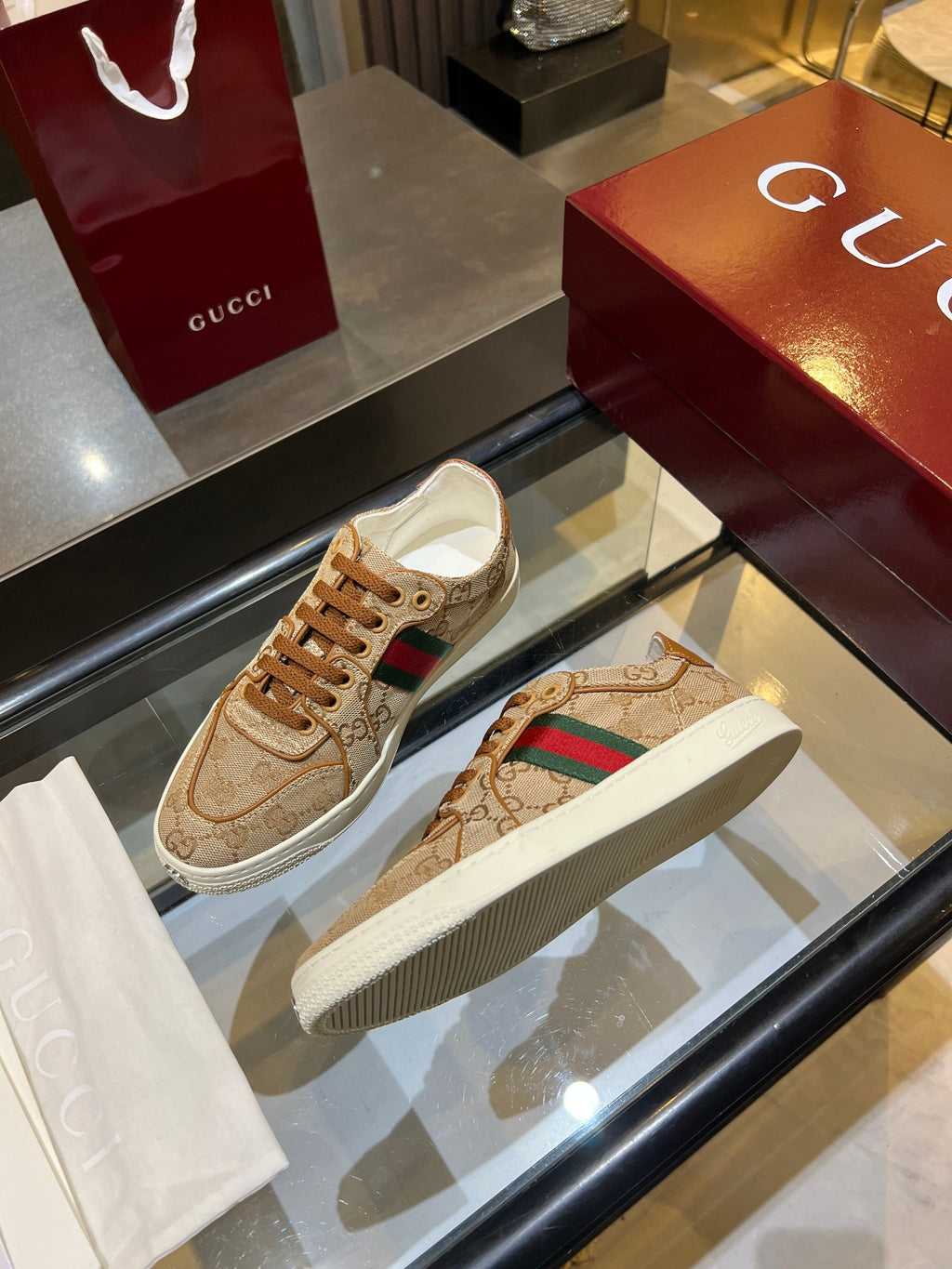 Women's Sand & Dark Brown Stretch Low-Top Sneaker