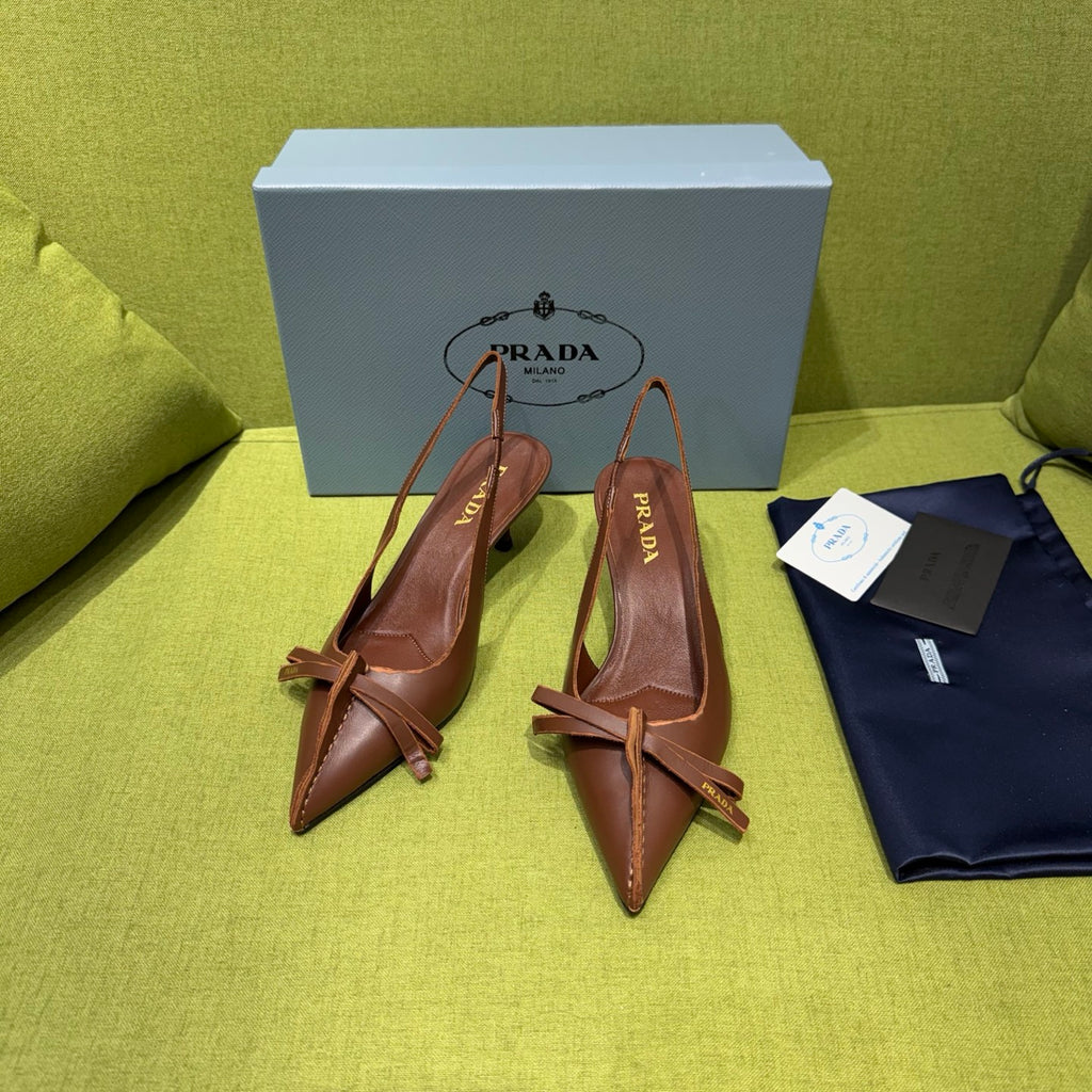 Cocoa Brown Leather Slingback Pumps