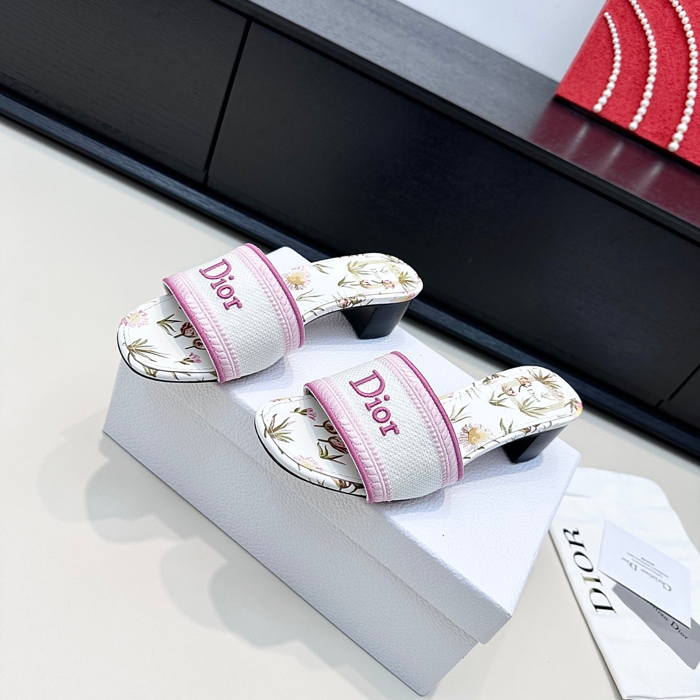 White & Songe Pink Dway Heeled Slide