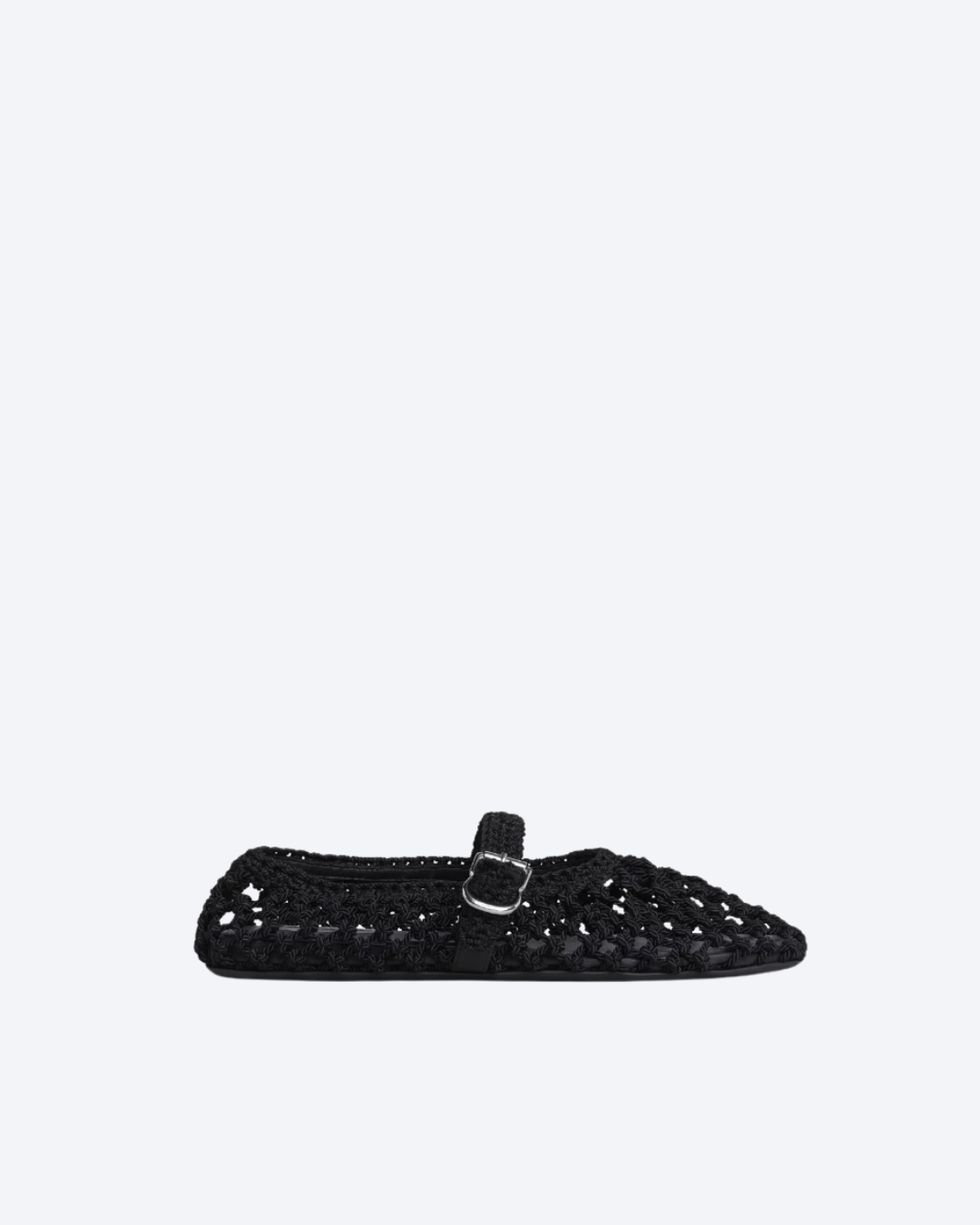 Black Ballet Flats In Satin Cord