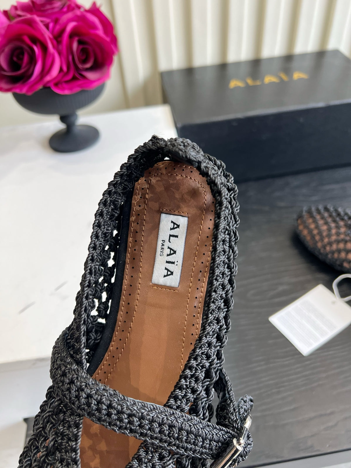 Black Ballet Flats In Satin Cord - view 8