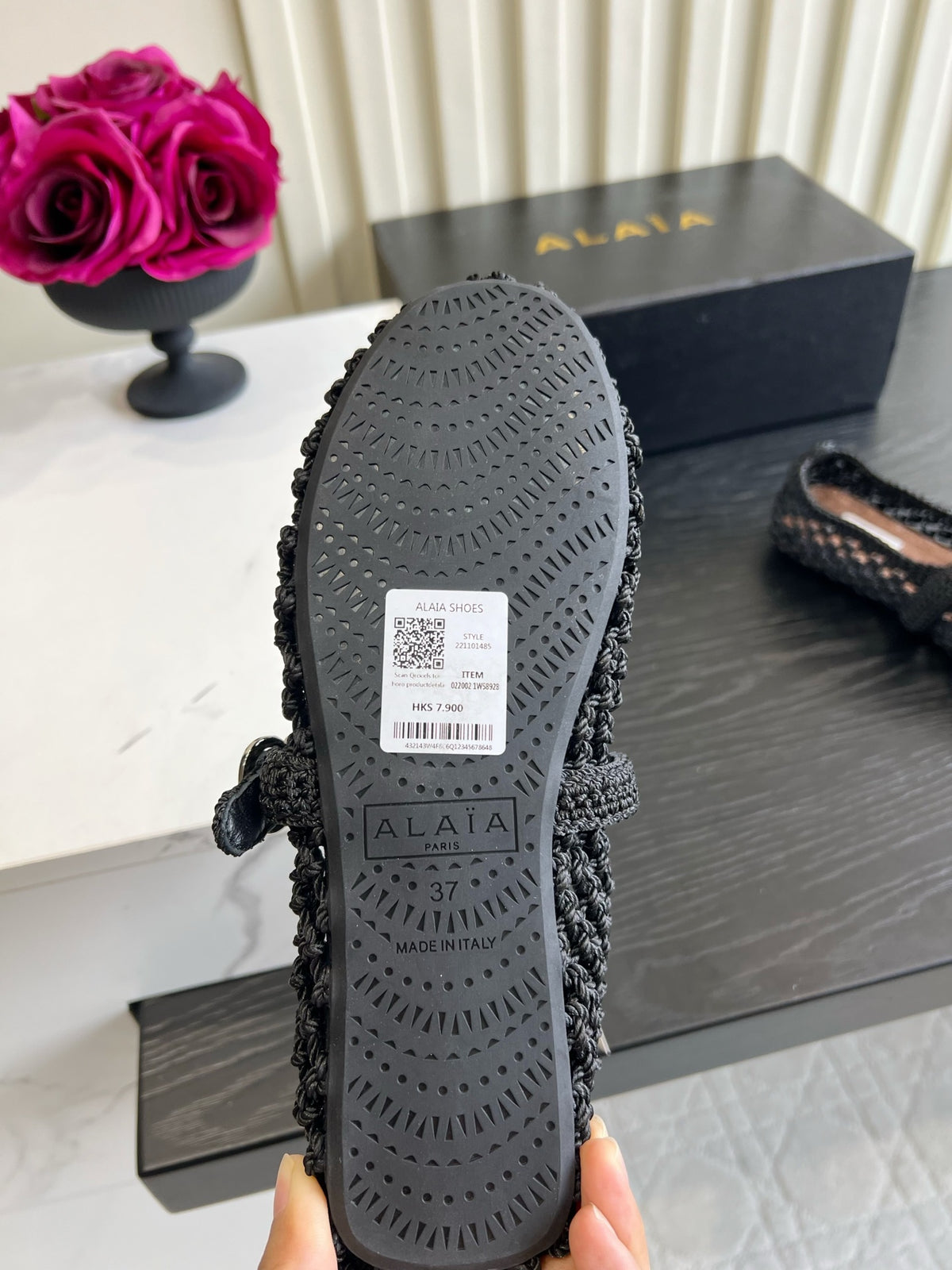 Black Ballet Flats In Satin Cord - view 9