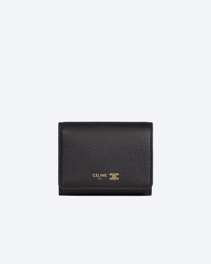 Black / Ultra Blue Fine Wallet Triomphe Stamp In Leather