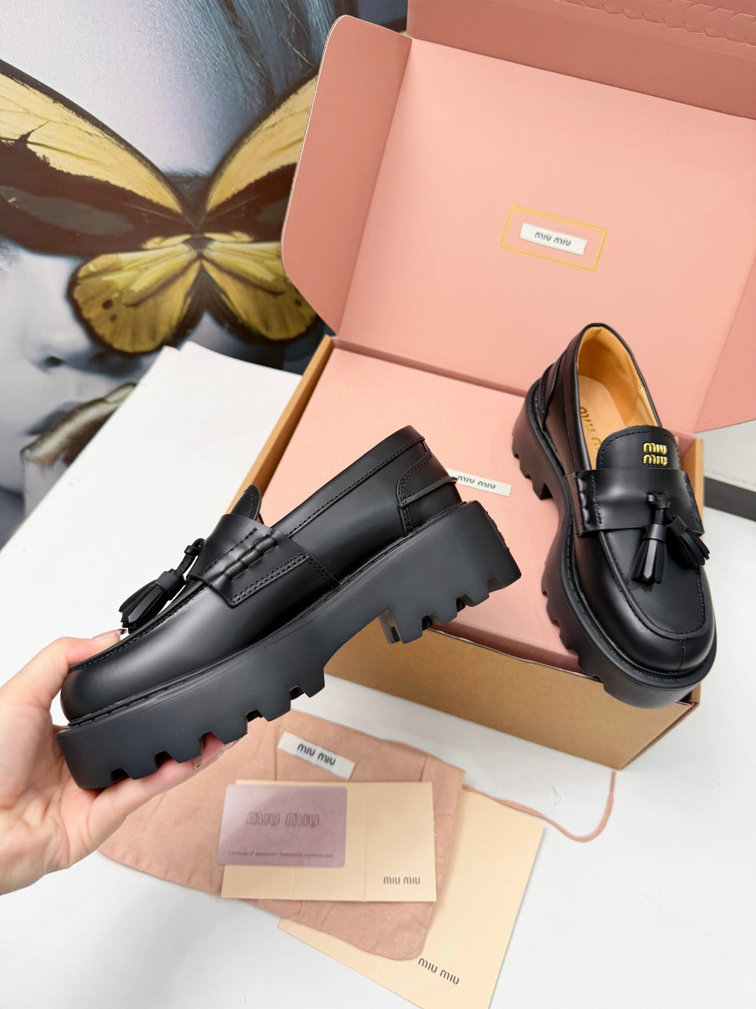 Black Brushed Leather Loafers - 9