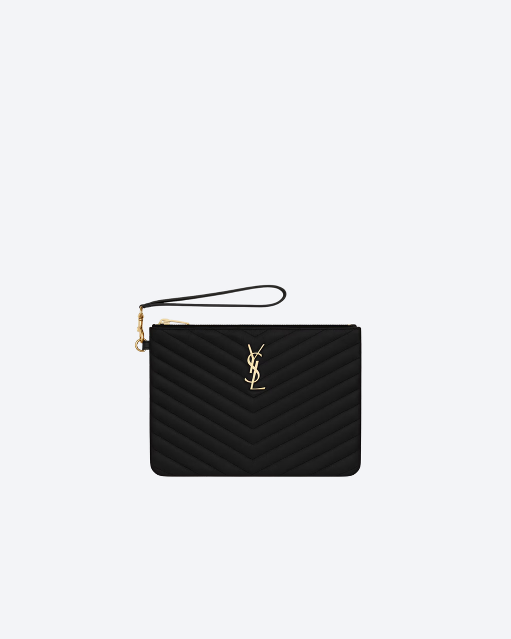 Black Cassandre Matelassé A5 Pouch In Leather