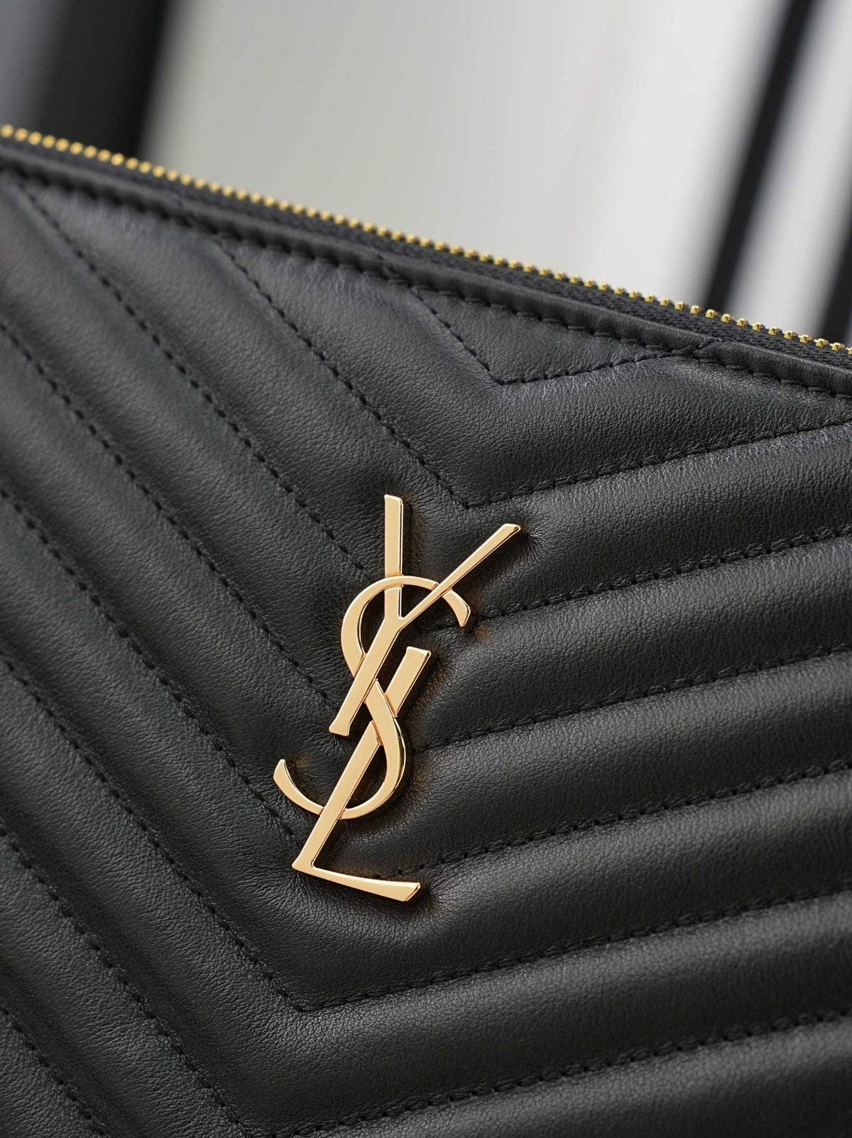 Black Cassandre Matelassé Document Holder In Leather