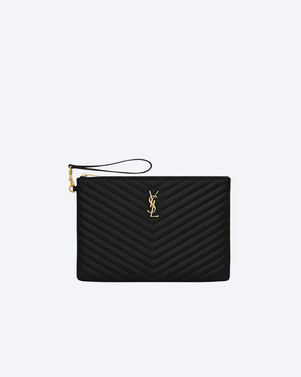 Black Cassandre Matelassé Tablet Pouch In Leather