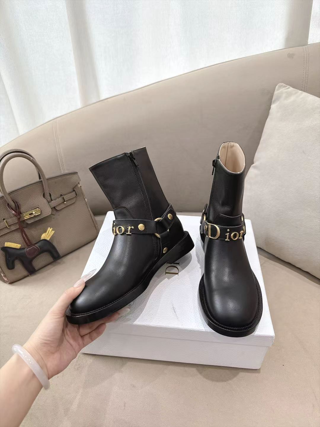 Black Dior Bolt Ankle Boot