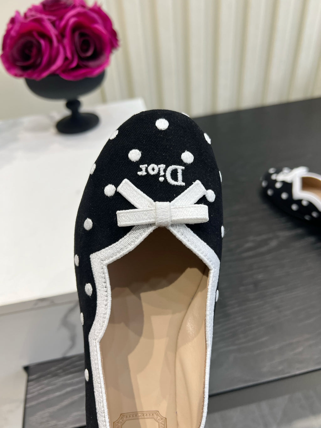 Black Dior Romance Ballet Flat