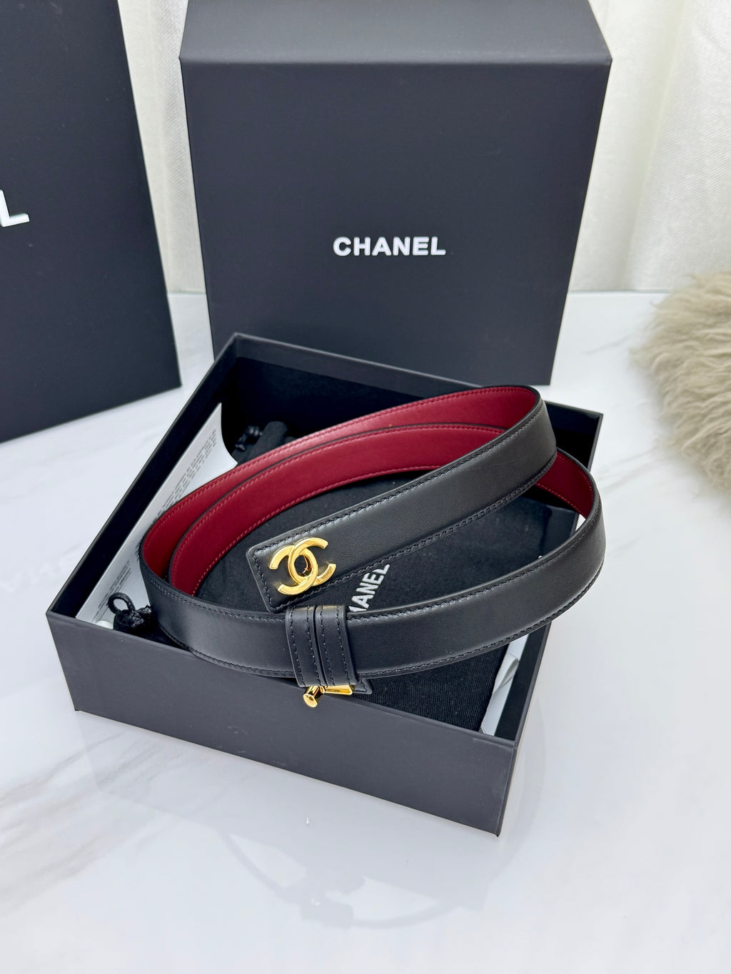 Black & Gold Leather Belt