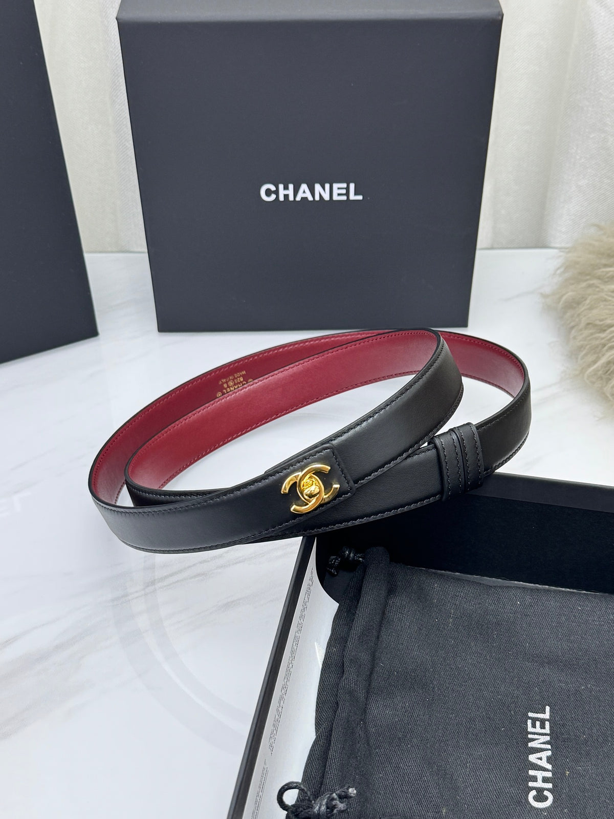 Black & Gold Leather Belt