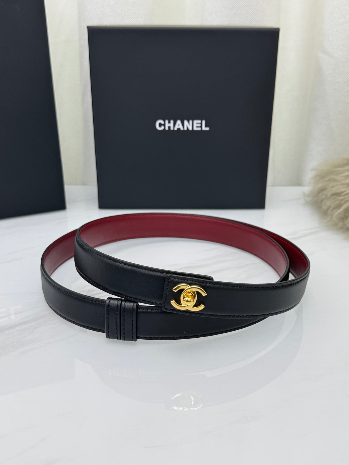 Black & Gold Leather Belt
