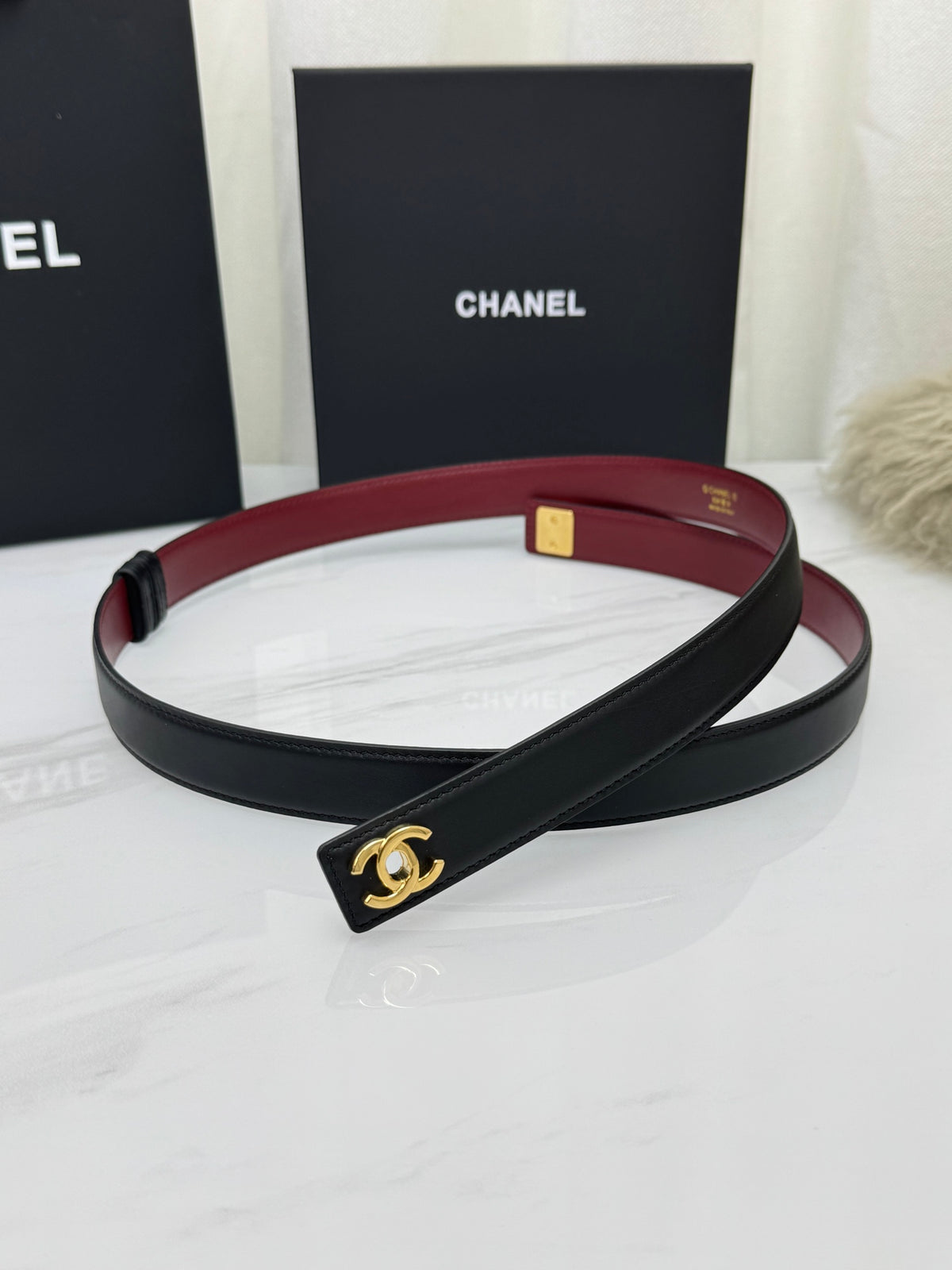Black & Gold Leather Belt