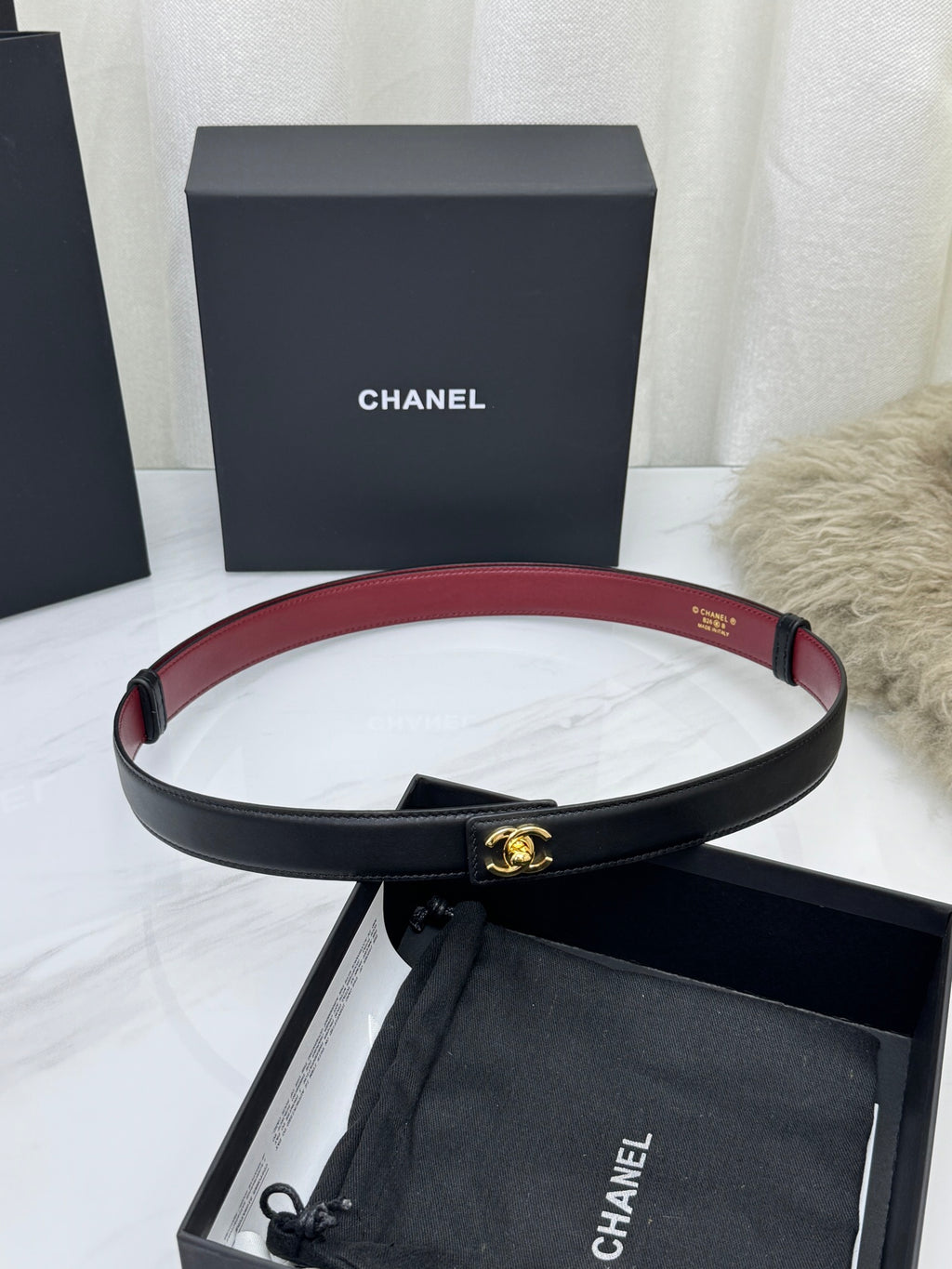 Black & Gold Leather Belt