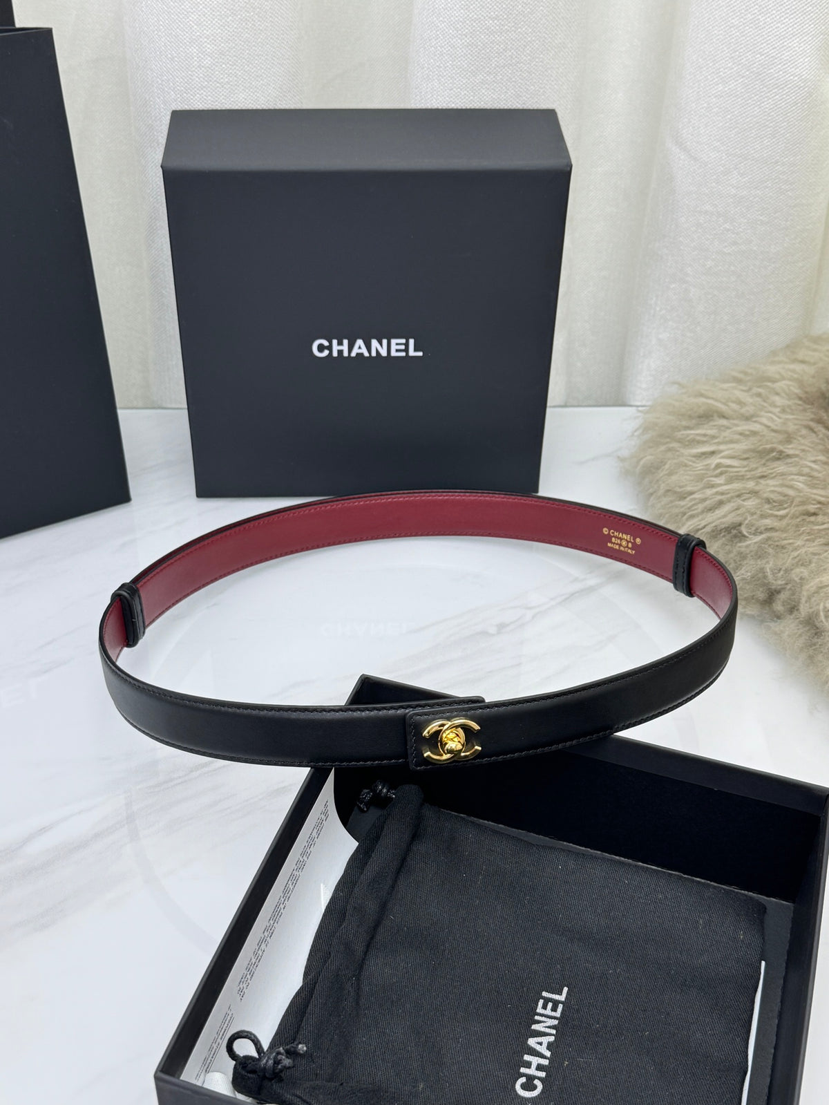 Black & Gold Leather Belt