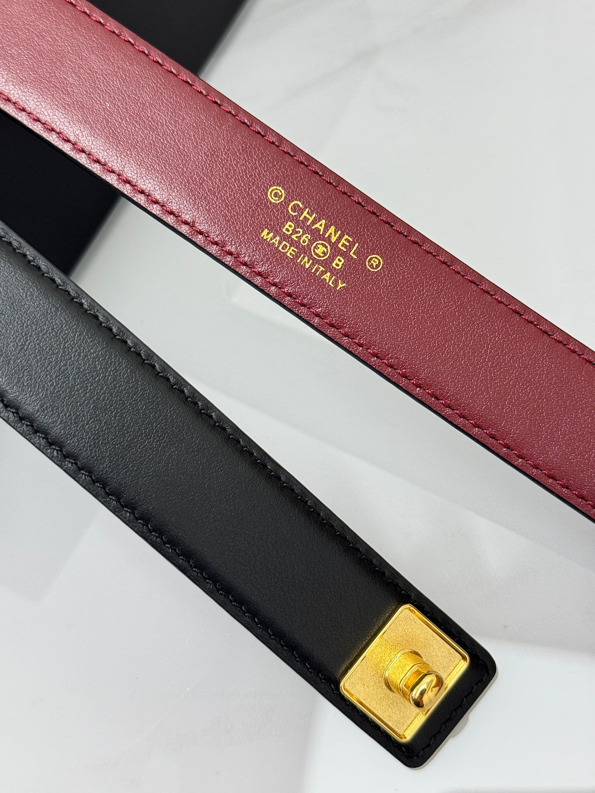 Black & Gold Leather Belt