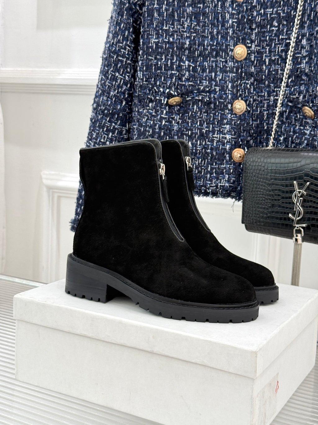 Black Hike Suede Ankle Boots