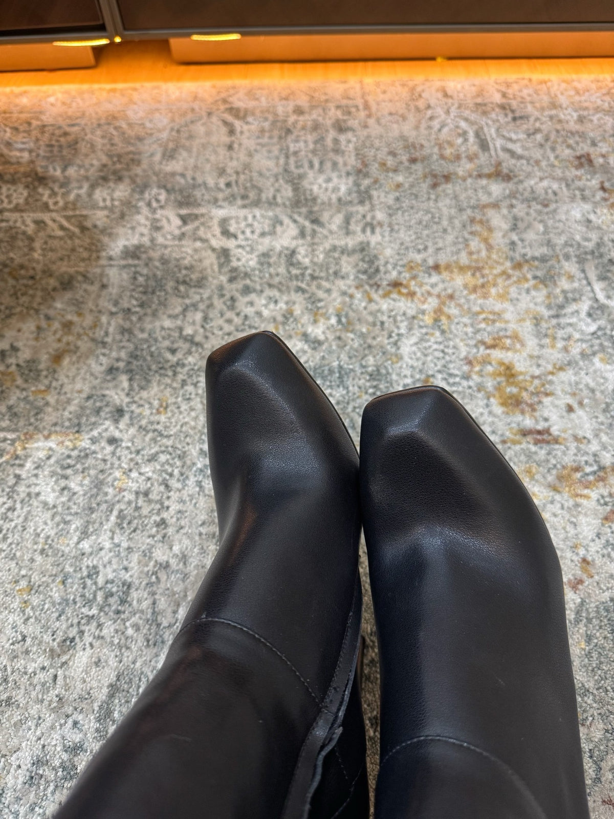 Black Horn Heel Knee-High Boot - 08