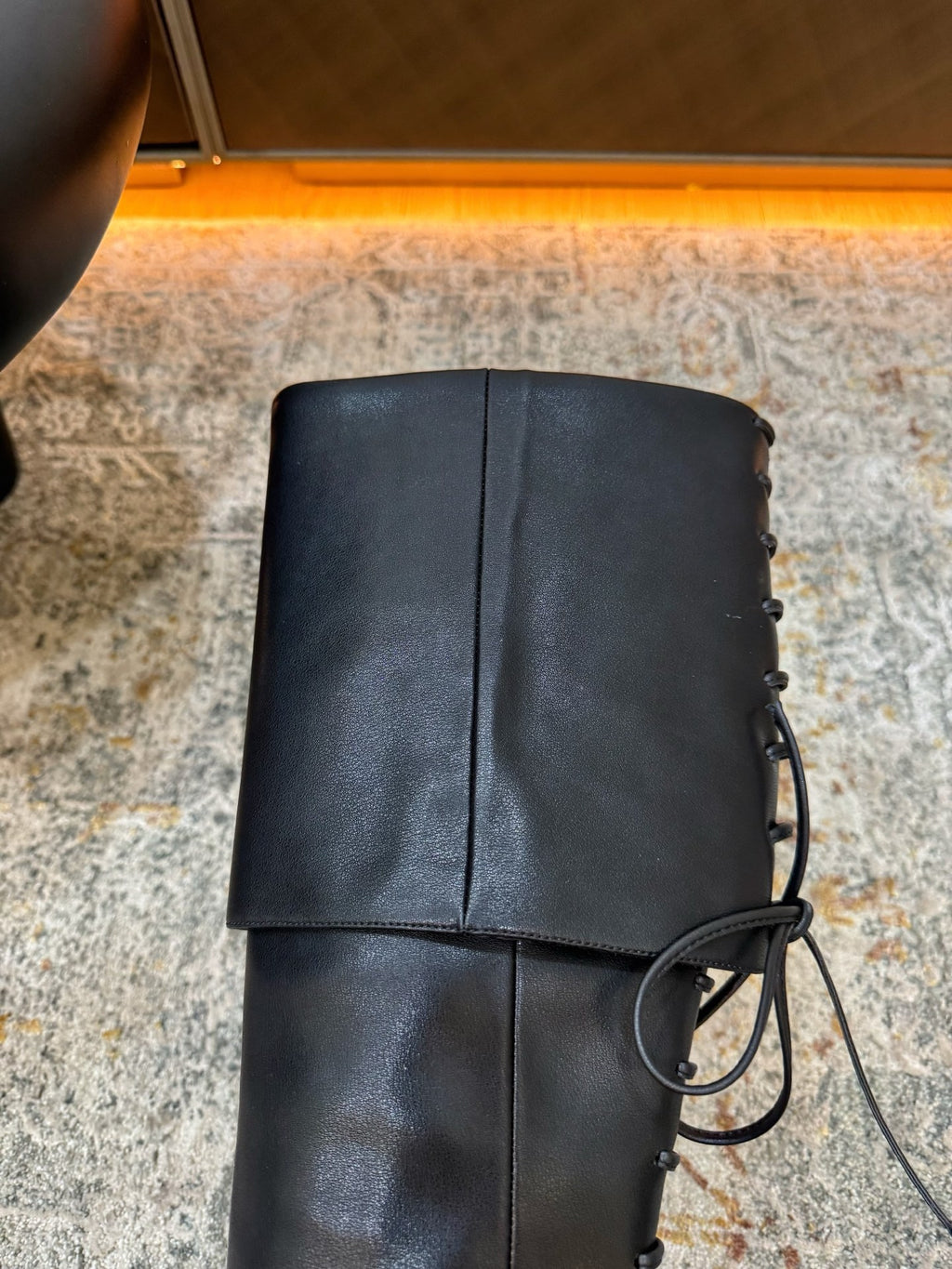 Black Horn Heel Knee-High Boot - 09