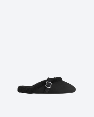 Black Mules In Merino Shearling