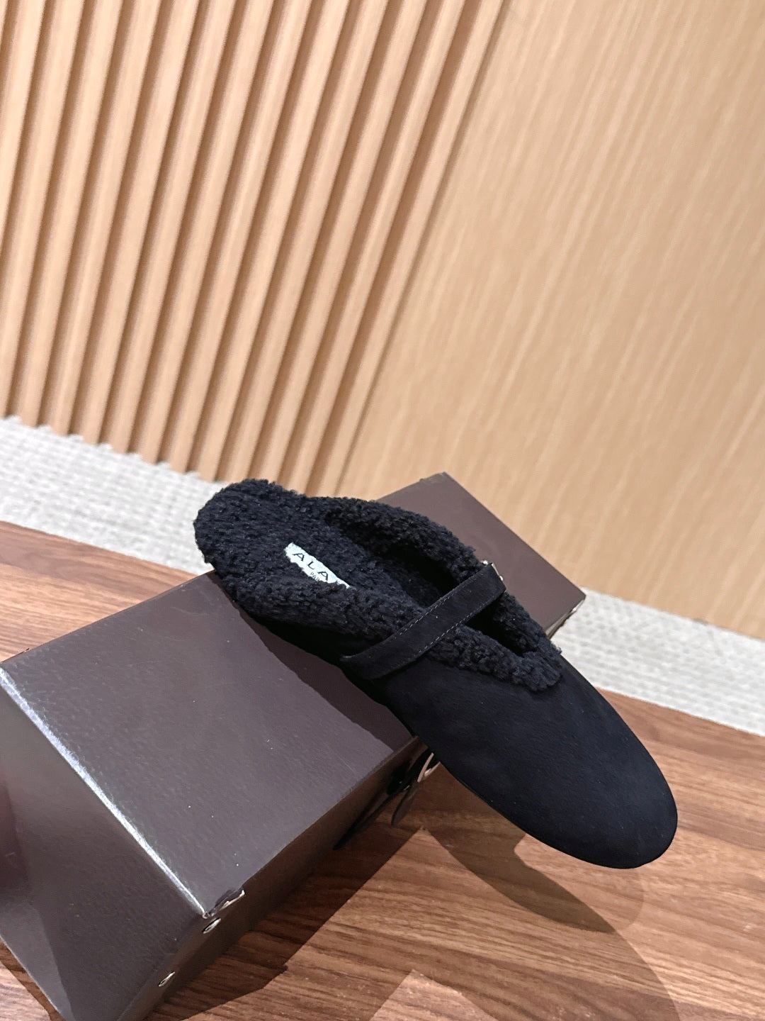 Black Mules In Merino Shearling