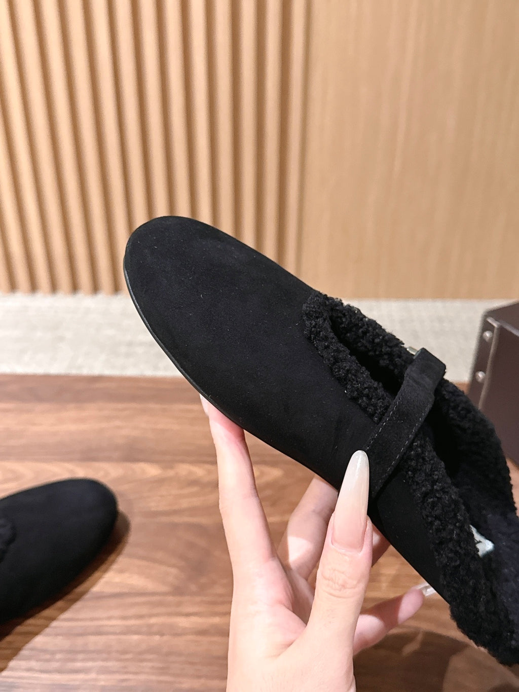 Black Mules In Merino Shearling