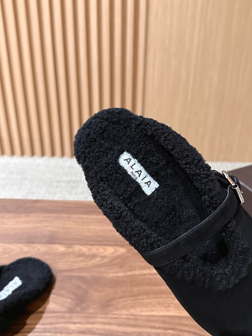 Black Mules In Merino Shearling