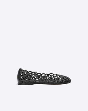 Black Petal Anagram Ballerina In Leather