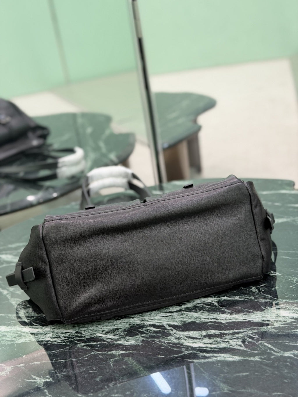 Black Prada Route Medium Leather Tote Bag 5