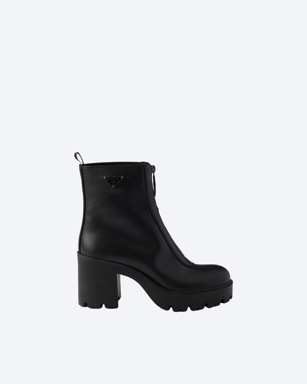 Black Stride Leather Ankle Boots With Zipper - 1