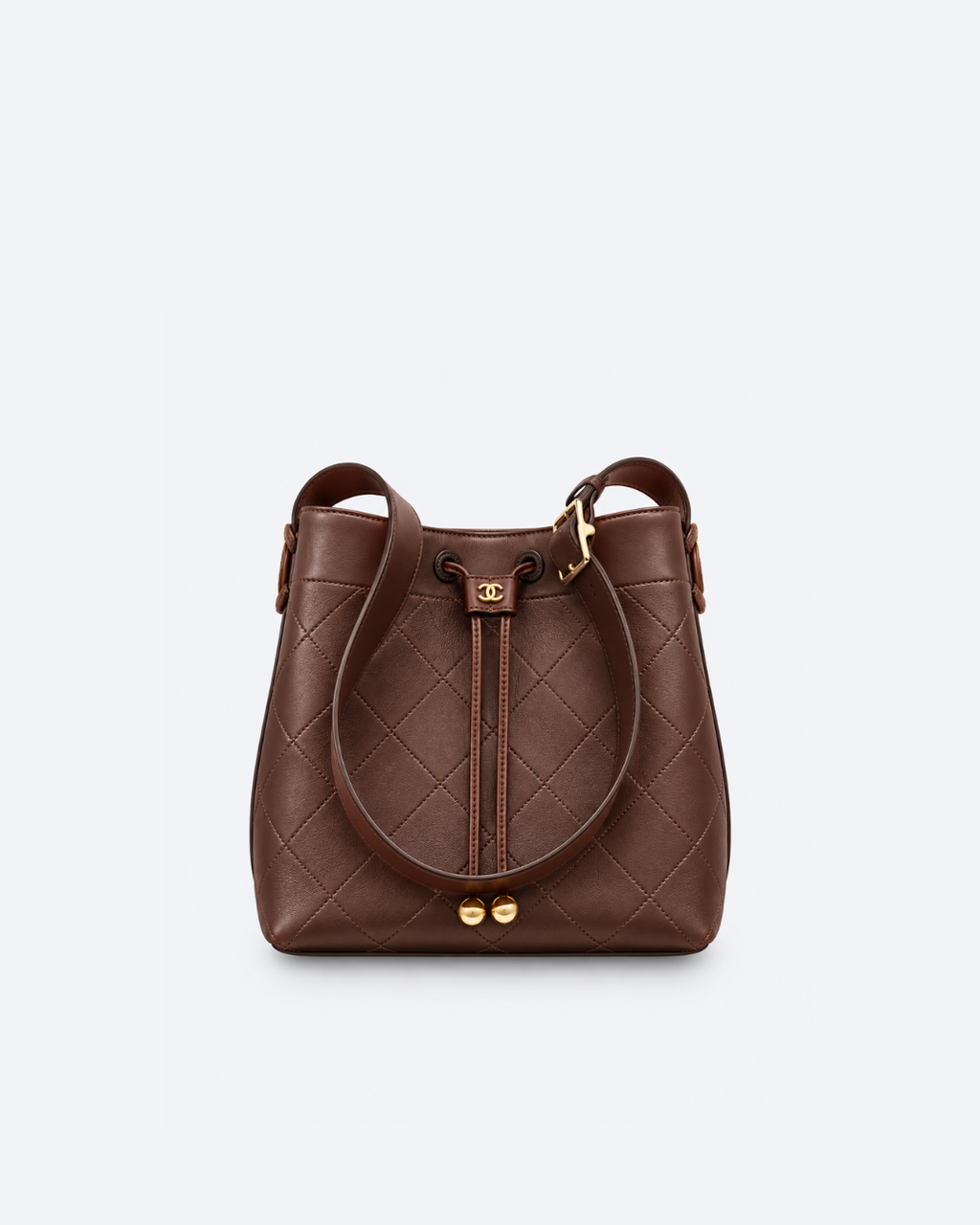 Brown Bucket Bag In Leather