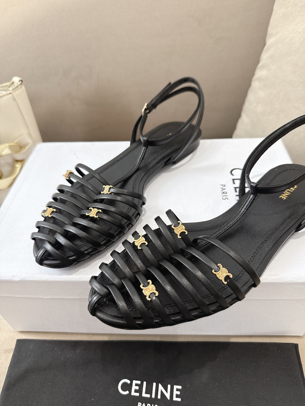Black Cage Flat Sandal
