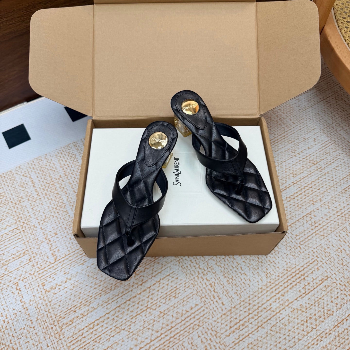 Black Sip Sandals