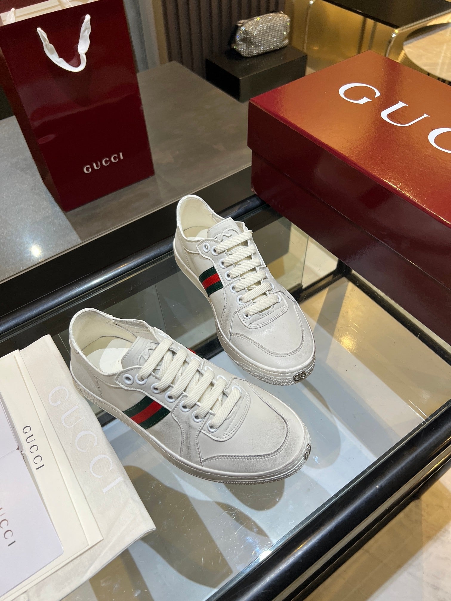 Women's White Stretch Low-Top Sneaker