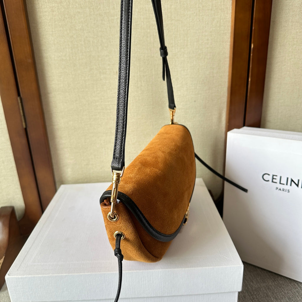 Camel / Black Soft Triomphe Little Halfmoon In Suede