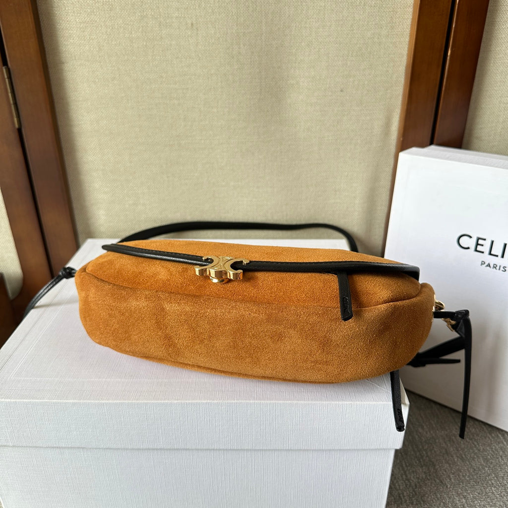 Camel / Black Soft Triomphe Little Halfmoon In Suede