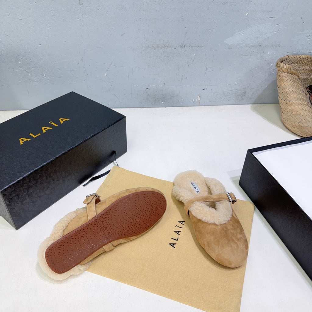 Camel Mules In Merino Shearling