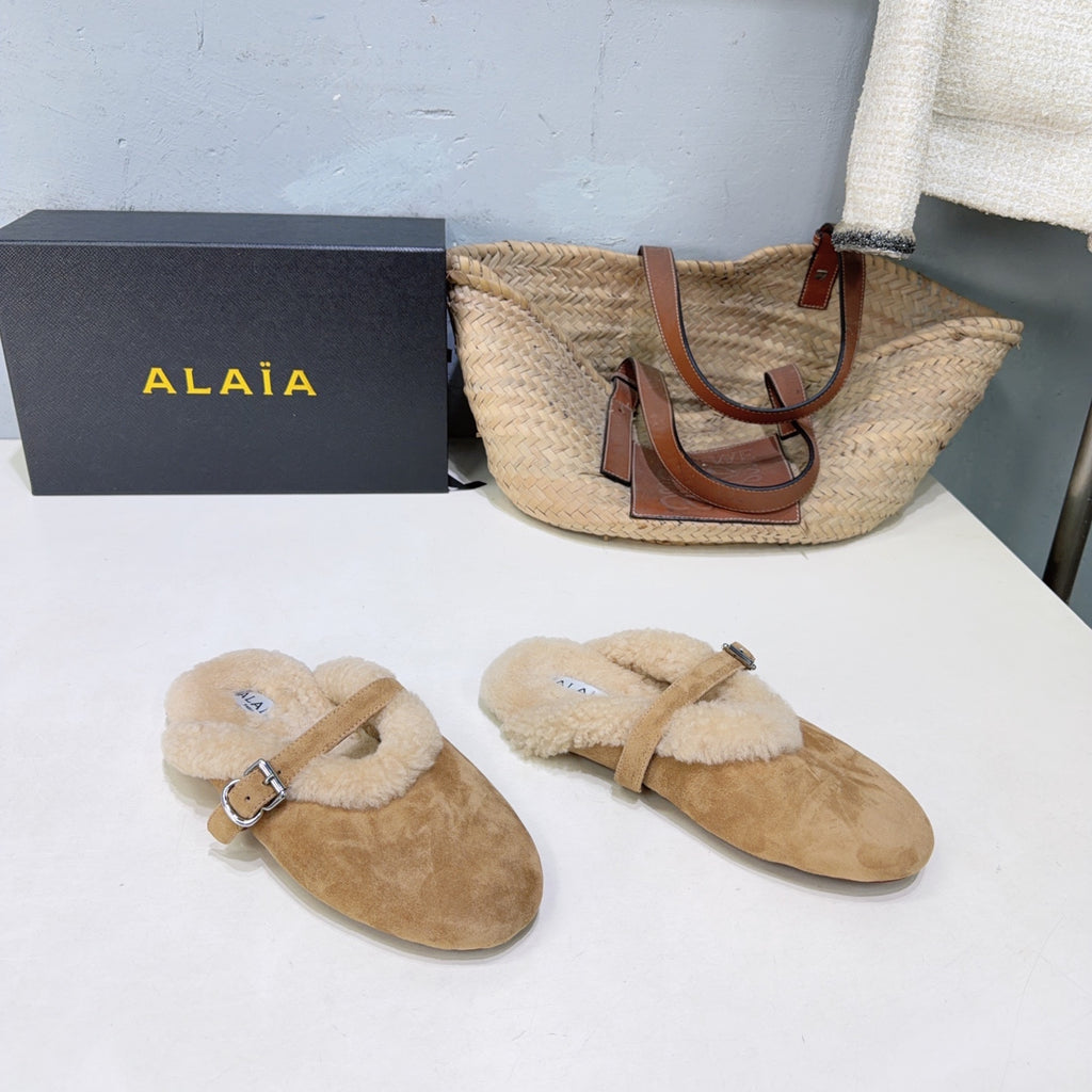 Camel Mules In Merino Shearling