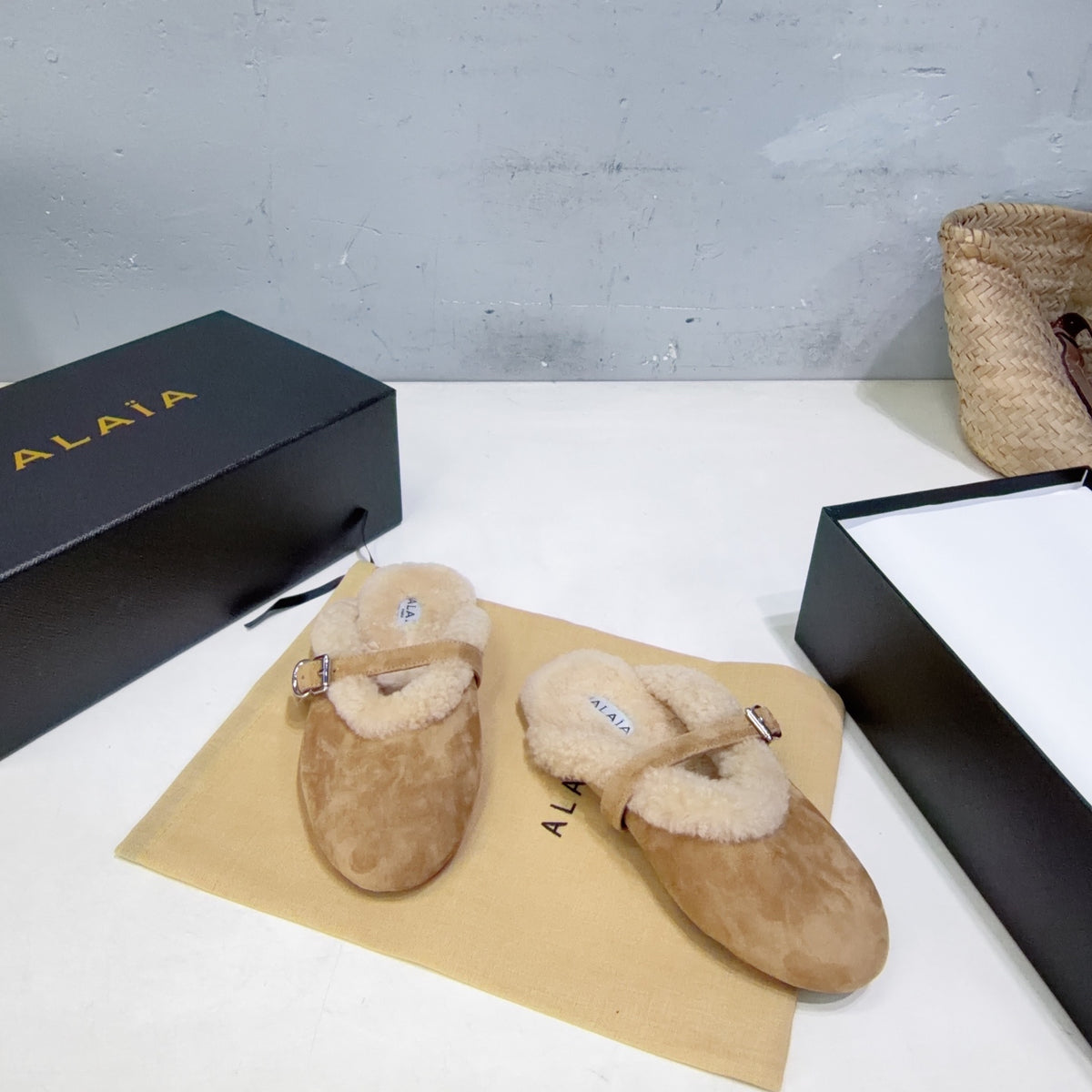 Camel Mules In Merino Shearling