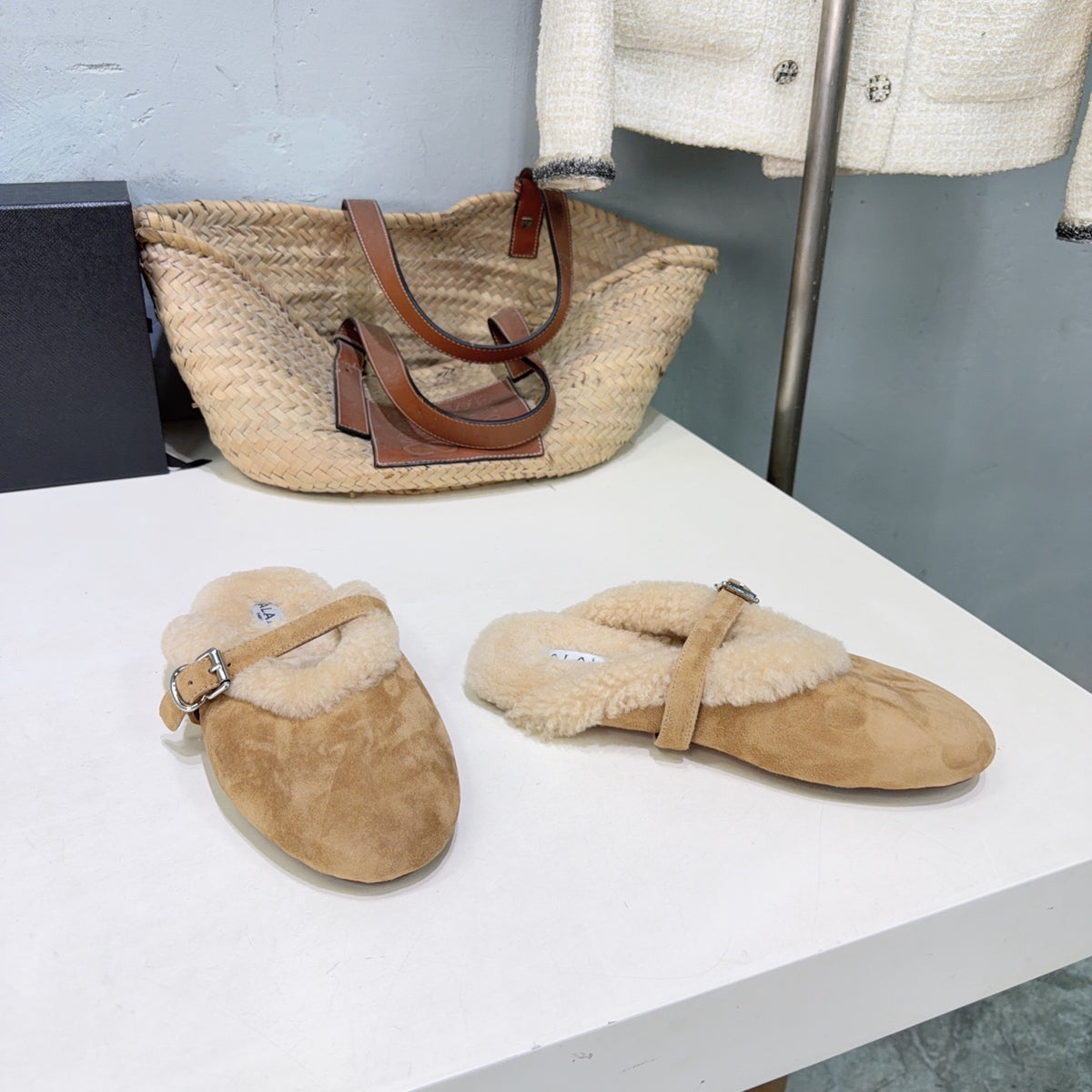 Camel Mules In Merino Shearling