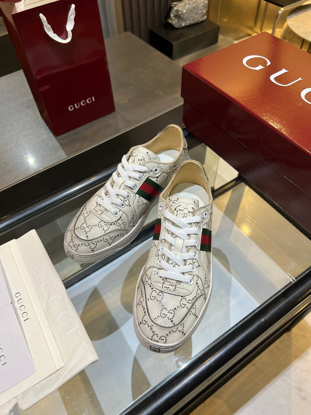 Women's White Stretch Low-Top Sneaker