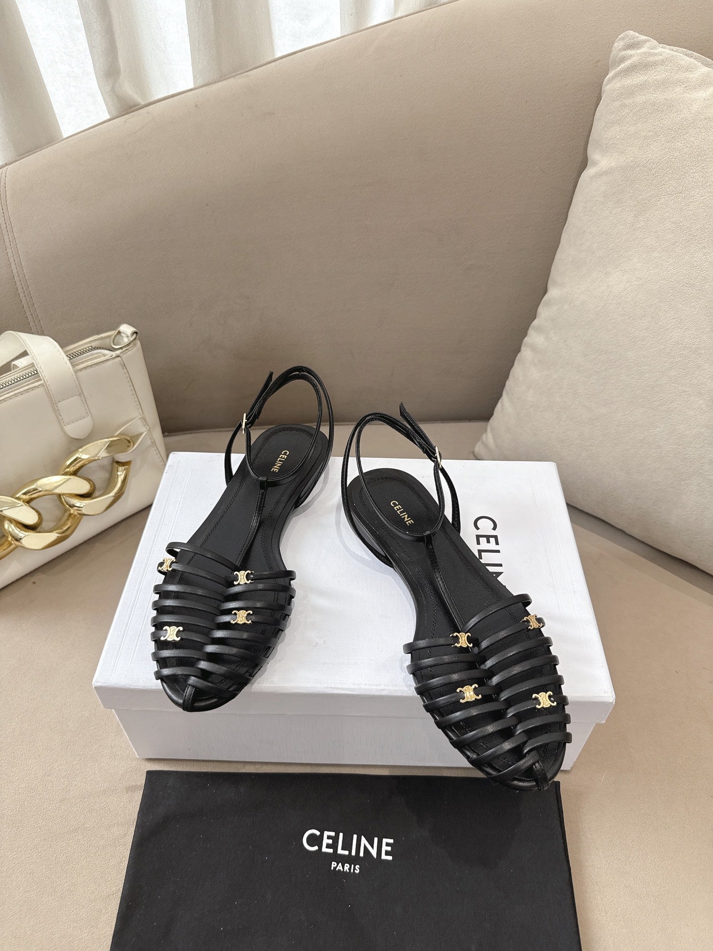 Black Cage Flat Sandal