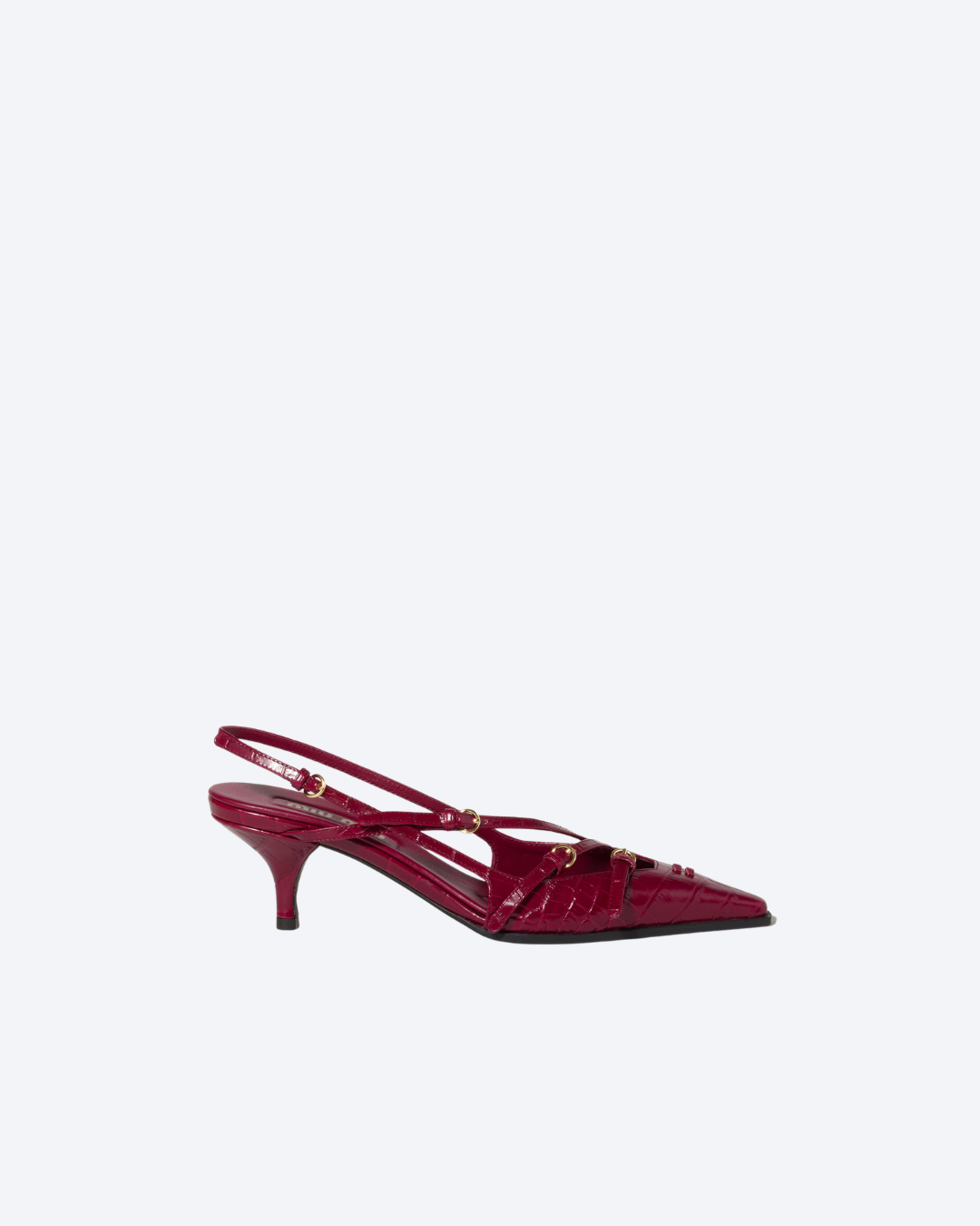 Cherry Red Crocodile Embossed Calfskin Slingback Pumps - 1